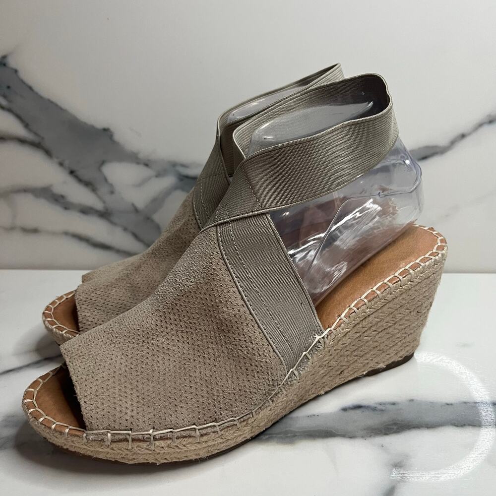 Gentle Souls Women's Neutral Suede Espadrille Wedge Colleen Sandals Sz 8.5 Beach - Picture 3 of 7